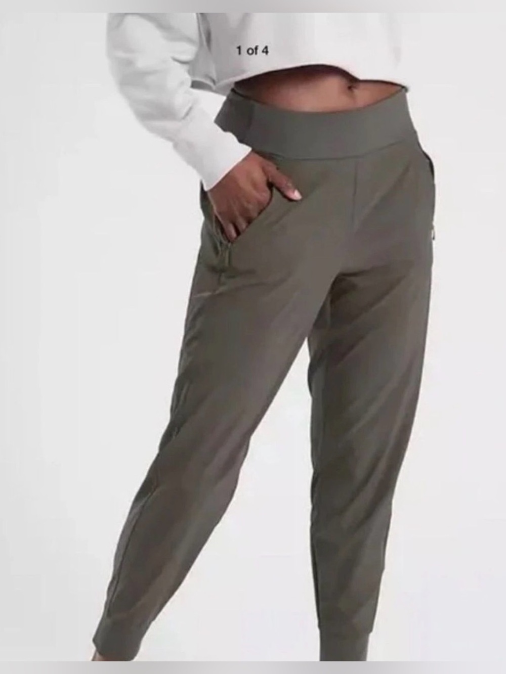 ATHLETA Women's Soho Jogger Pant LINED Size 8 Dark Gray Zipper Pockets 907899 - Picture 14 of 14